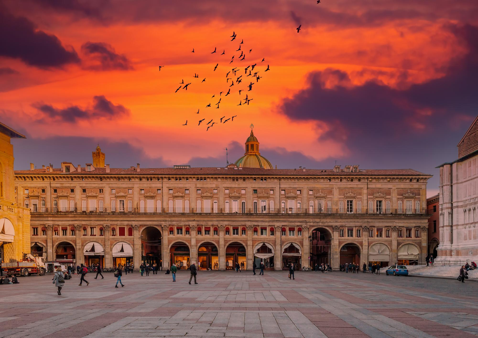 Bologna Italy Europe Sunset Square City Center Beauty