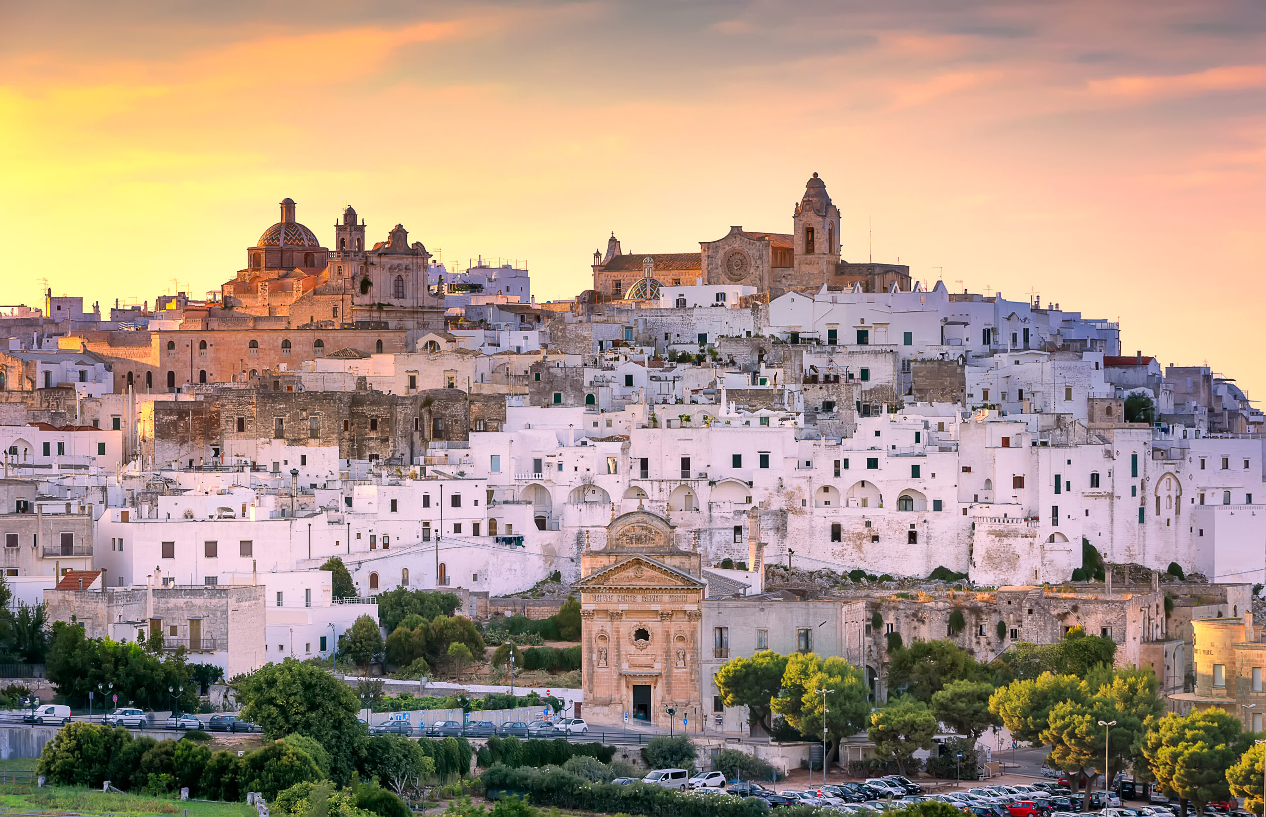 Ostuni Apulia Sunset White Houses City Italy Europe Apulia Beauty