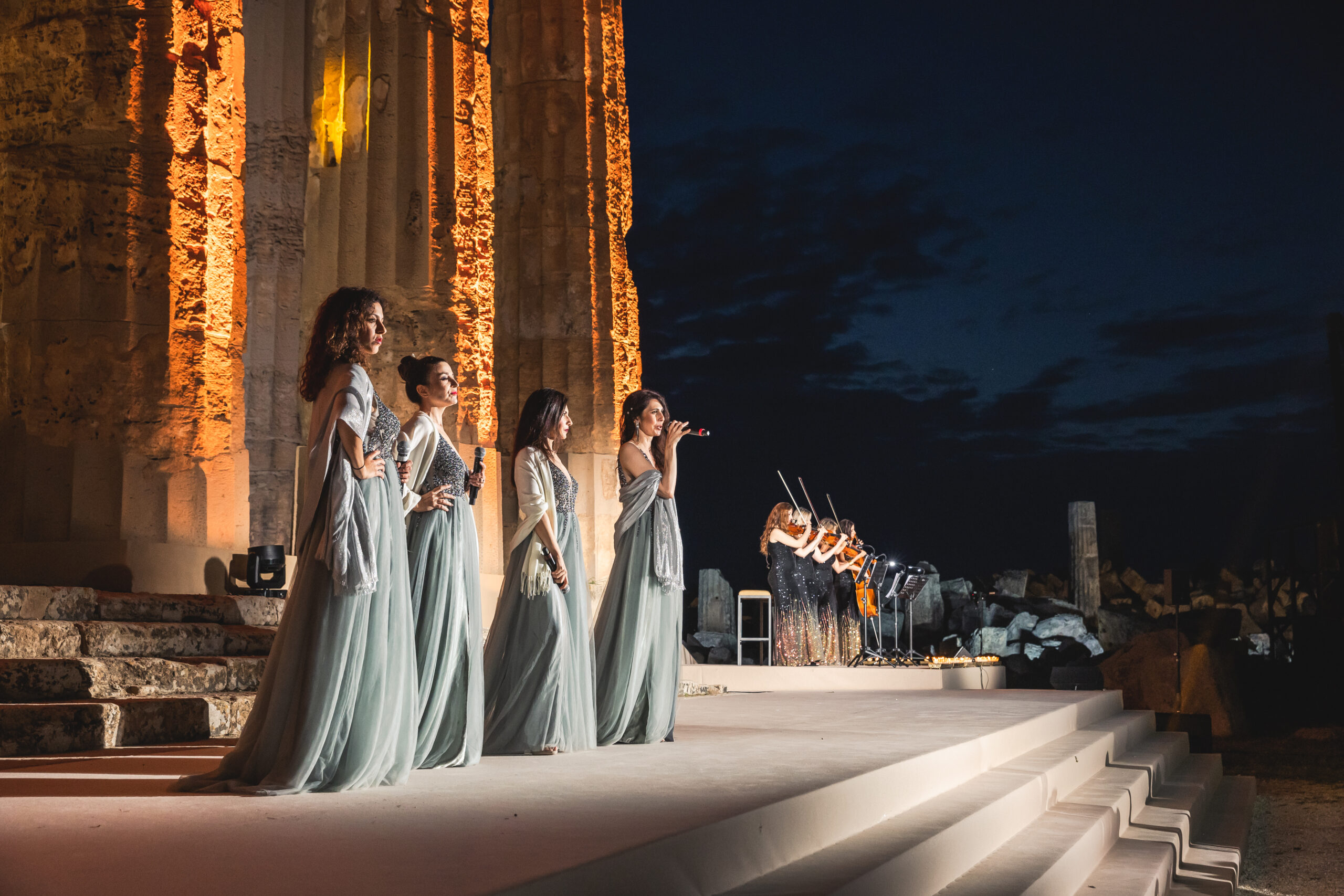 Soprano Quartet Performance in front of the Greek Temple of Selinunte Sicily